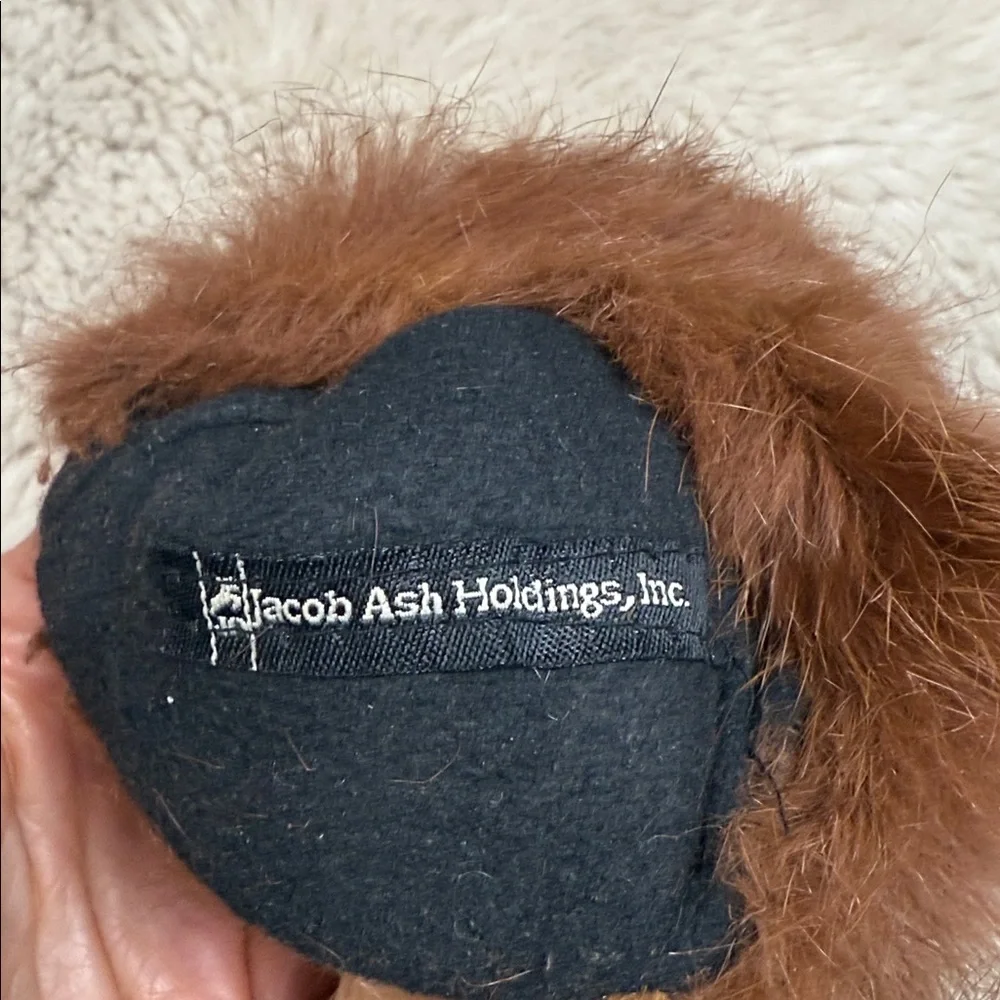 Jacob Ash Holdings Leather Mittens Faux Fur Detail Women's Medium Lined